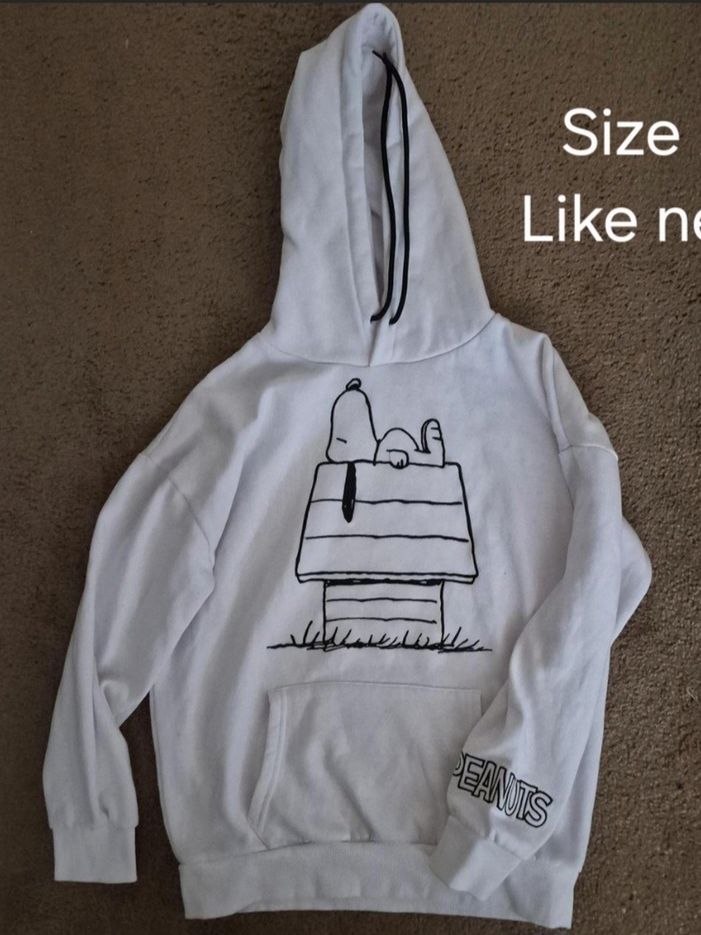 Peanuts White Hoodie with Black Snoopy Graphic